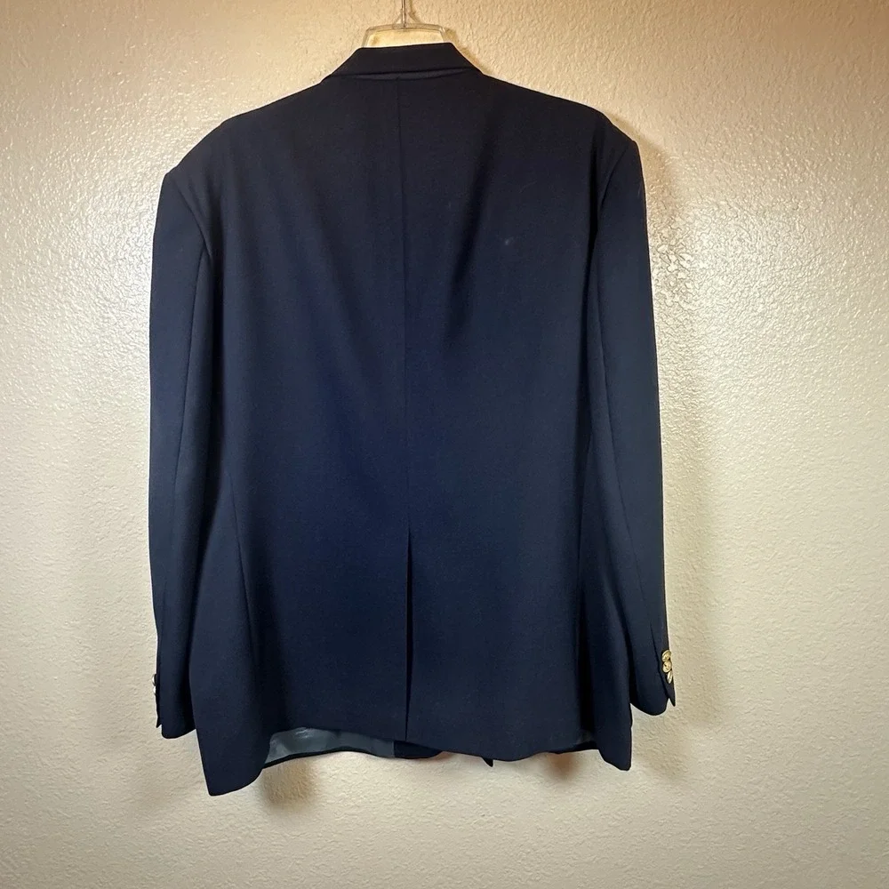 Stafford Executive Navy Blazer Jacket Gold Buttons 5OR Wool Blend Preppy Classic